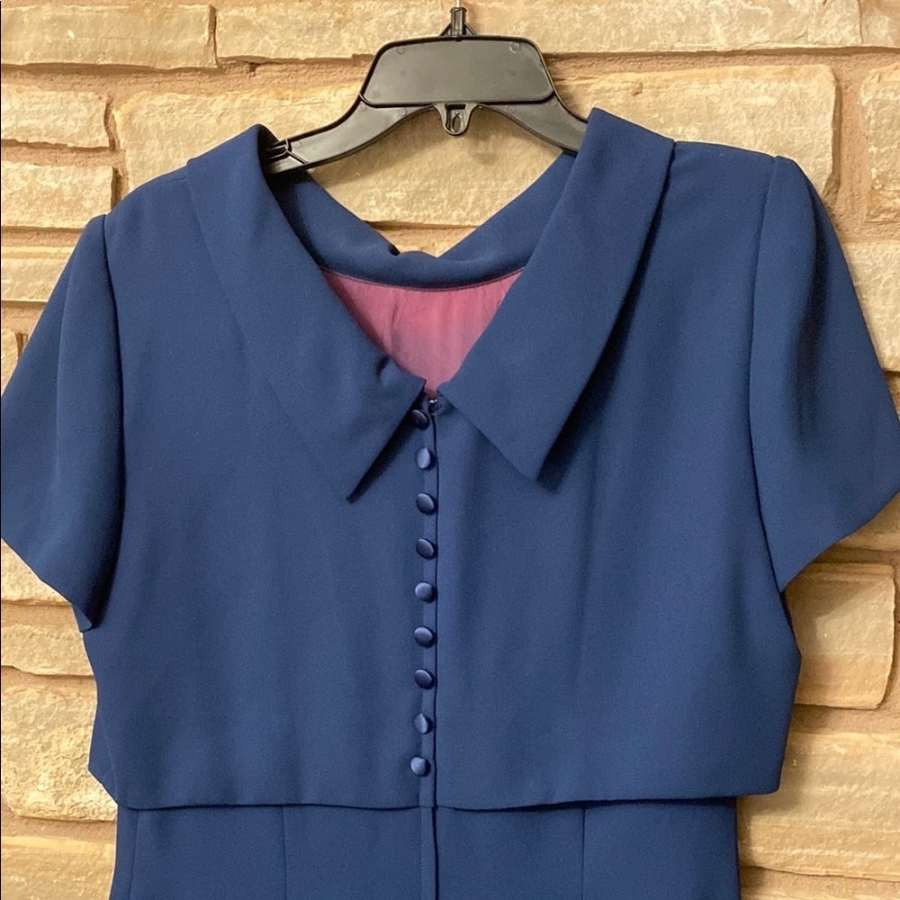 Donna Morgan Elegant Navy Blue Dress Size 10 - Picture 6 of 11